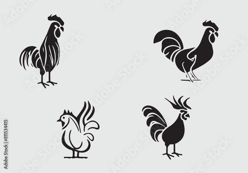 Minimal style black cock illustration design