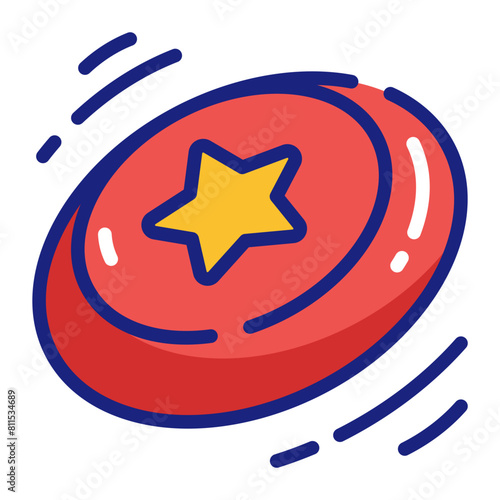 Seaside Frisbee Fun Vector Icon Illustration