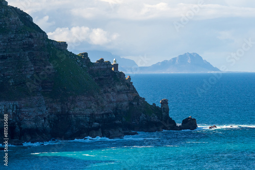 Close-up of the lighthouse at the cape of good hope, in south africa.