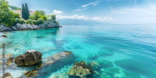 Tourists are attracted to Croatia's stunning Adriatic coast, Opatija Riviera, and Kvarner region. Concept Tourist attractions, Croatia, Adriatic coast, Opatija Riviera, Kvarner region photo