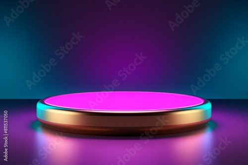 Pink and blue glowing circle stage