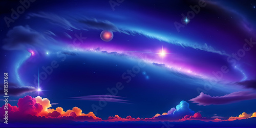 Nebula wallpaper space landscape and Cosmic tree colorful galaxies stars in space.Night sky Abstract cosmos background