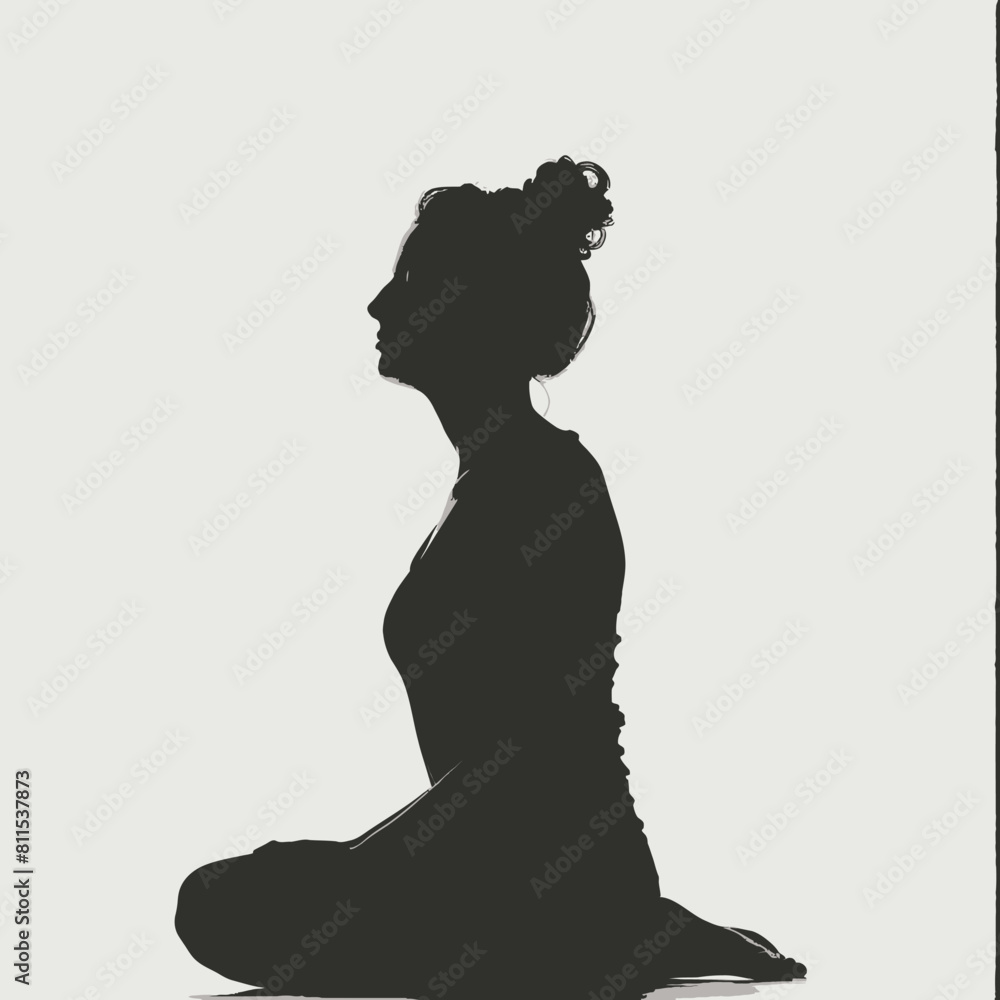 silhouette of a woman sit
