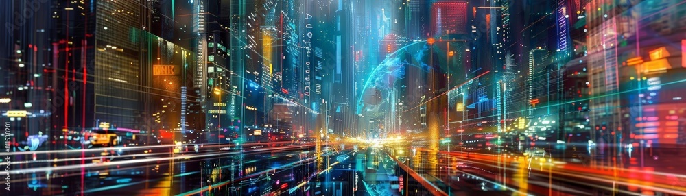 digital art showing a futuristic city with autonomous mobility digital art showing a futuristic city with autonomous mobility