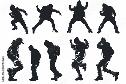 Set Of Hiphop Dancer SIlhouette photo