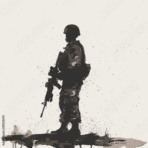 Silhouette Military Man Soldier with gun