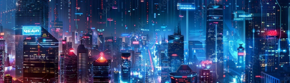 digital art showing a futuristic city with quantum computing technology