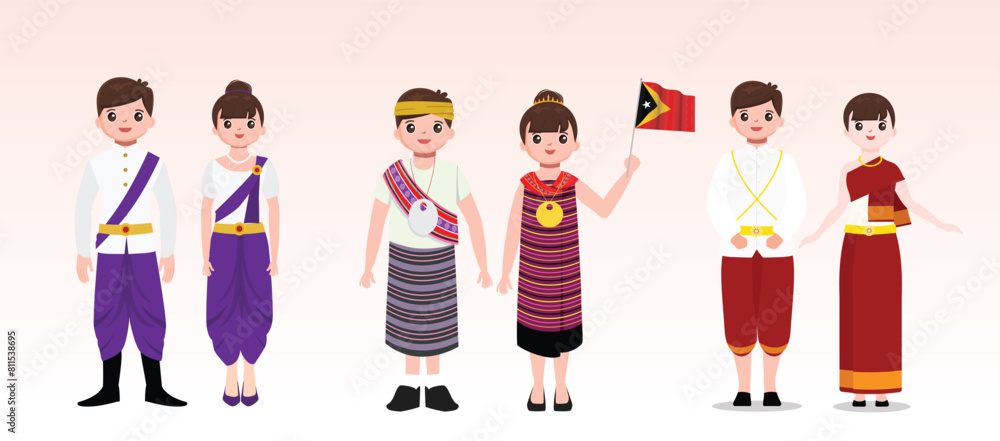 Fototapeta premium Illustrator of Asian traditional clothes