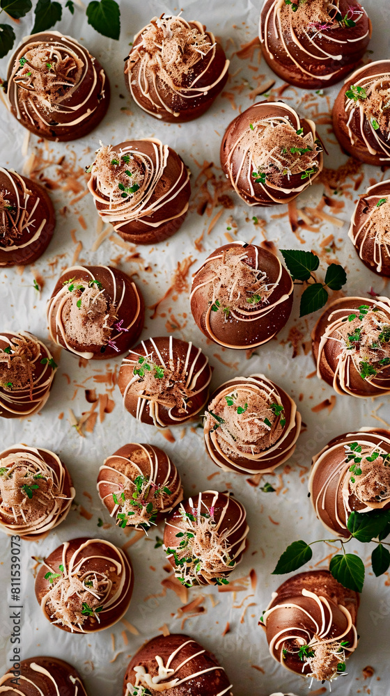 Fototapeta premium AI generated illustration of Assorted pastries arranged on a table