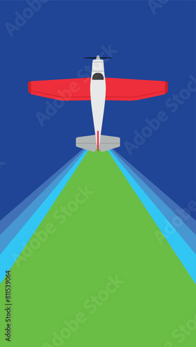 Propeller plane transition with green screen background