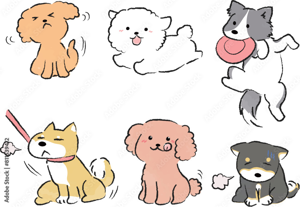 Obraz premium 生活する犬のイラストセット
