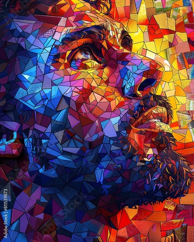 a caricature representing the Second Coming using abstract digital art techniques photo