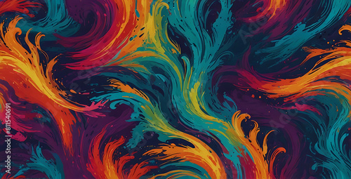 Swirling Colors Wallpaper. Color Storm series. 3D Rendering of colorful ridges of virtual paint to serve as wallpaper or background  © MDSAYDUL