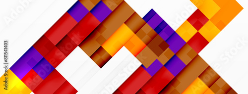 A vibrant and symmetrical geometric pattern featuring purple, orange, violet, magenta, and electric blue tints and shades on a white background, showcasing the artistry of colorfulness