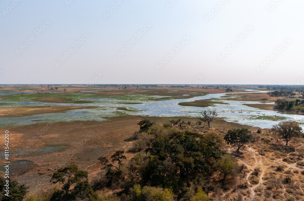 An aerial impression of the Okavango Delta, Botswana, as seen from a Helicopter. An aerial impression of the Okavango Delta, Botswana, as seen from a Helicopter.