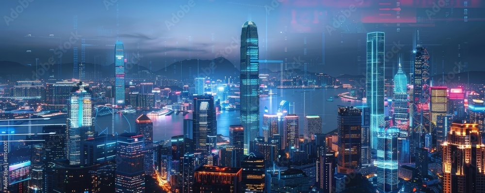 digital illustration showing a futuristic city with augmented reality technology