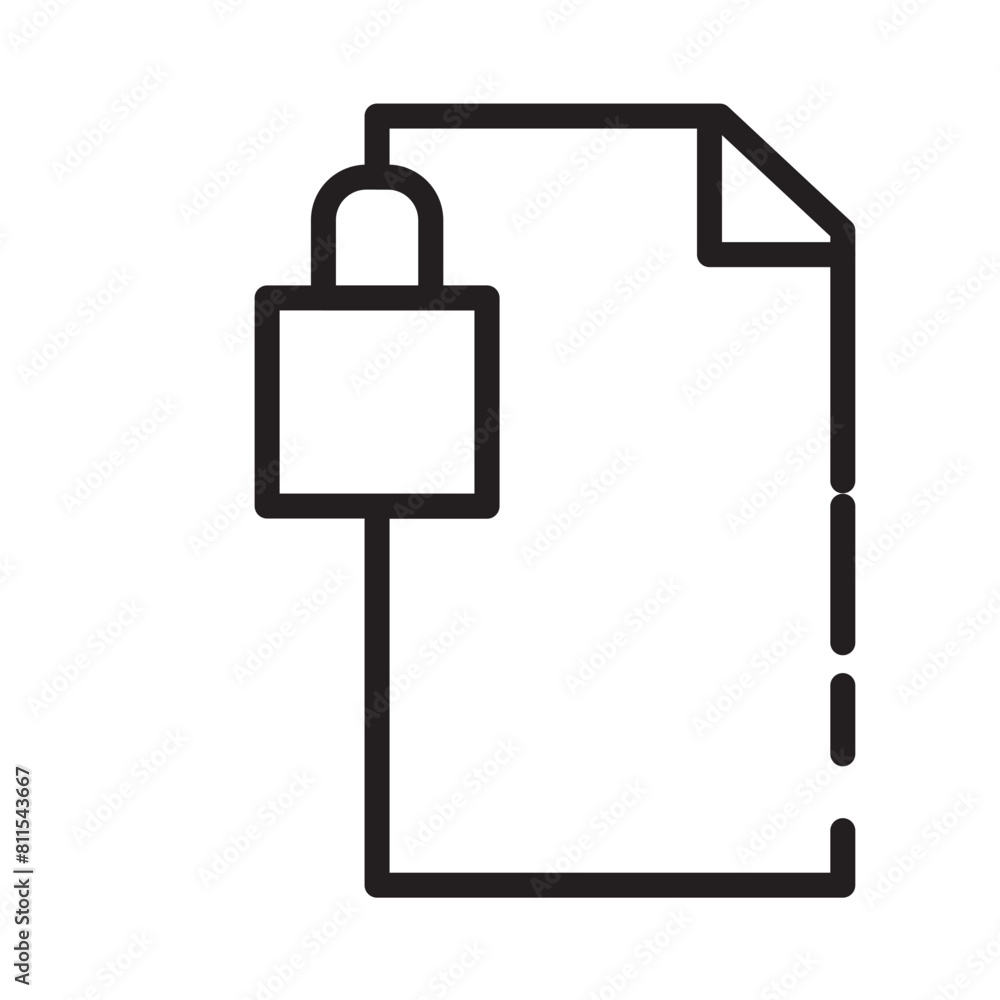 File Lock Protect Line Icon File Lock Protect Line Icon