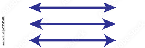 long blue double faced arrow pointing right icon vector eps 10