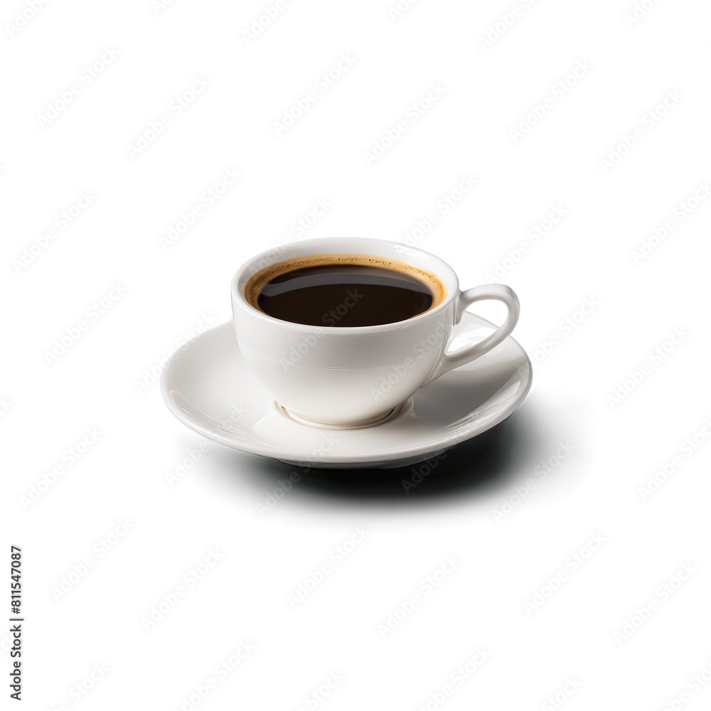 Espresso cup tiny white porcelain with a saucer one empty and one filled with rich Espresso cup tiny white porcelain with a saucer one empty and one filled with rich