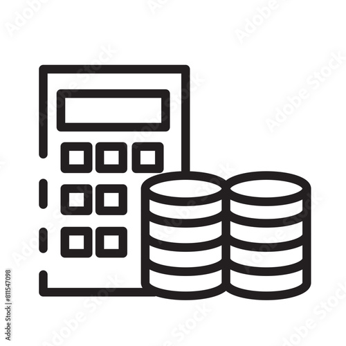 Calculator Coin Finance Line Icon