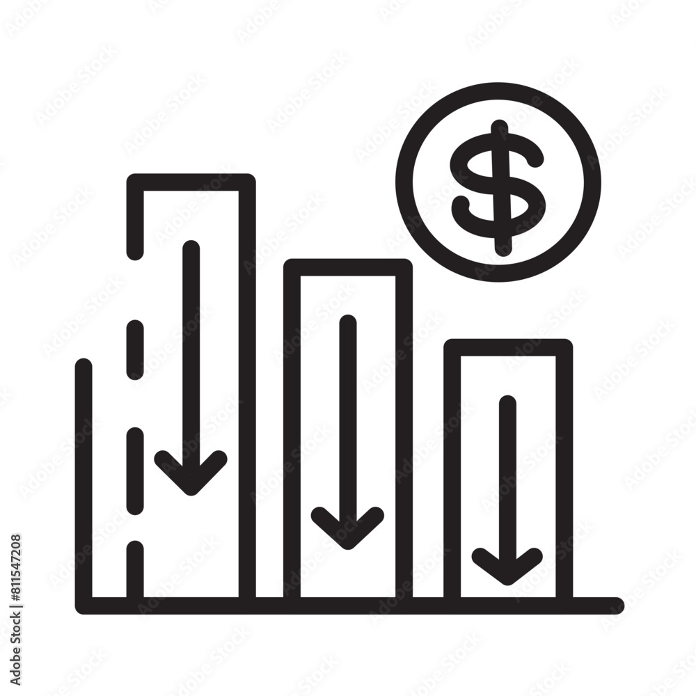 Chart Down Arrow Line Icon Chart Down Arrow Line Icon