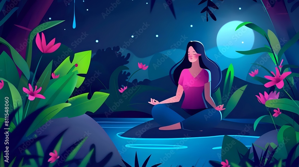 Meditation in tranquil natural setting for mental clarity