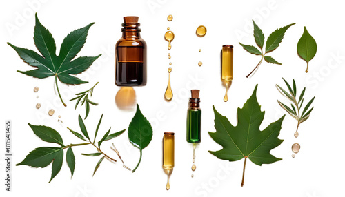 Obraz na płótnie bottle dripping oil leaf essential beige glass green nobody relaxation nature herbal flora floral health healthy natural medicine care medicals herb aromatic traditional organic skincare therapy w salonie