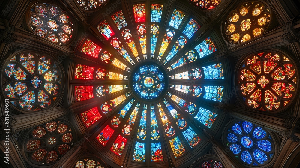 The US flag as a ceiling glass mosaic inside a historic cathedral, with detailed craftsmanship and sacred ambiance. The US flag as a ceiling glass mosaic inside a historic cathedral, with detailed craftsmanship and sacred ambiance.