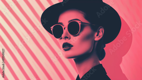 Stylish Retro Portrait, Woman in Sunglasses