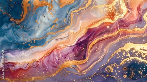 Sweeping waves of marbled gold and color