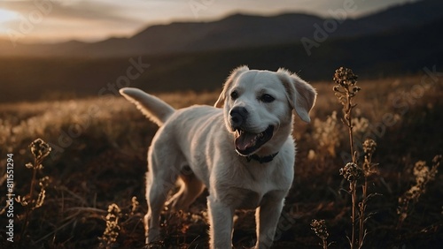 dog in the field photo