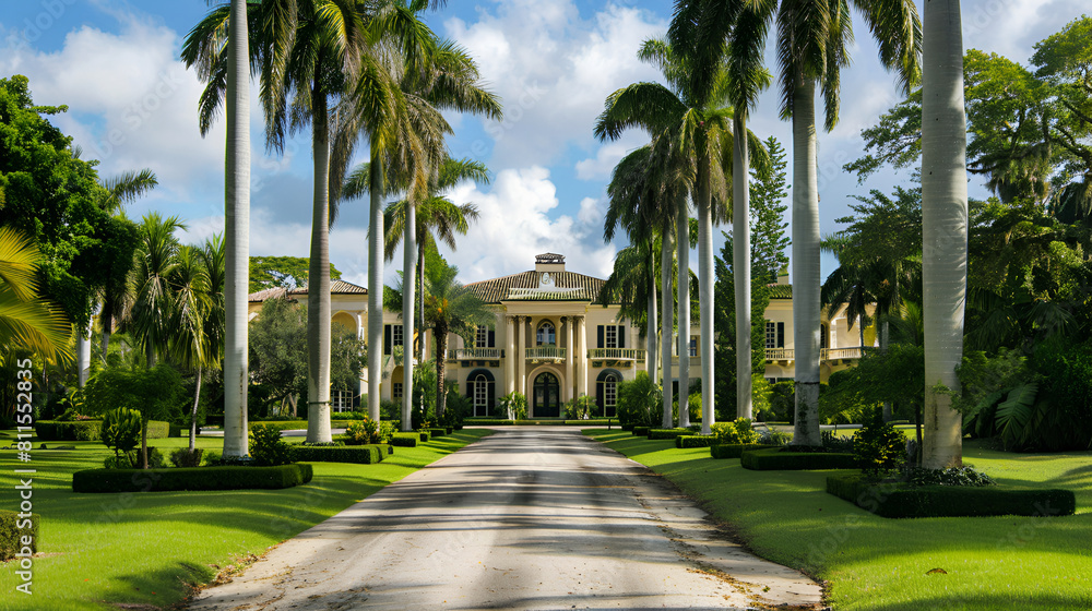 Luxurious mansion with palm trees in Miami Beach,Mansion entrance in a tropical location, Classic architecture style home in the historic coastal gulf residential district of Old Naples
Luxurious mansion with palm trees in Miami Beach,Mansion entrance in a tropical location, Classic architecture style home in the historic coastal gulf residential district of Old Naples