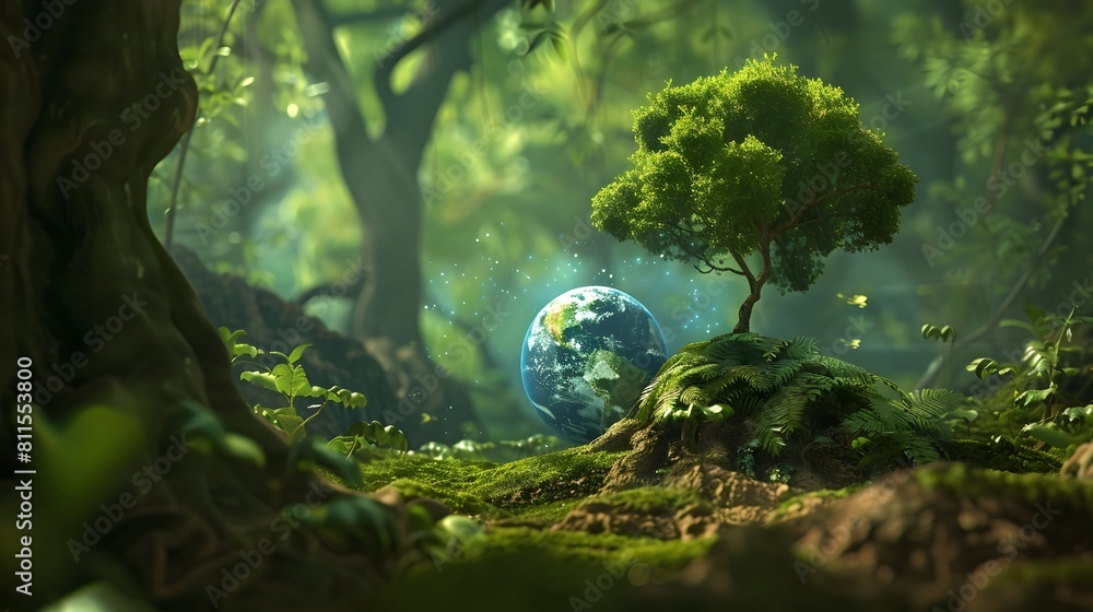 Global Sapling A Tree Growing from the Earths Surface in a Lush D Forest Global Sapling A Tree Growing from the Earths Surface in a Lush D Forest