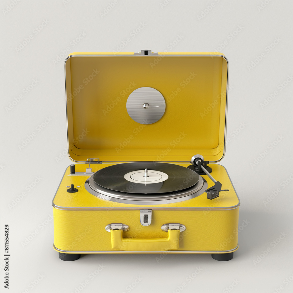 Portable Record Player in Bright Yellow: Stylish and Compact Design for Music Lovers Portable Record Player in Bright Yellow: Stylish and Compact Design for Music Lovers