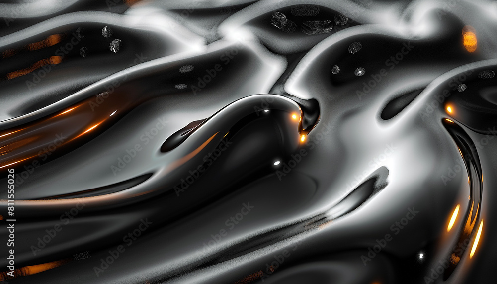 Silver chrome liquid metal waves background