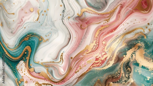 Gleaming swirls of color and gold in an abstract marble pattern