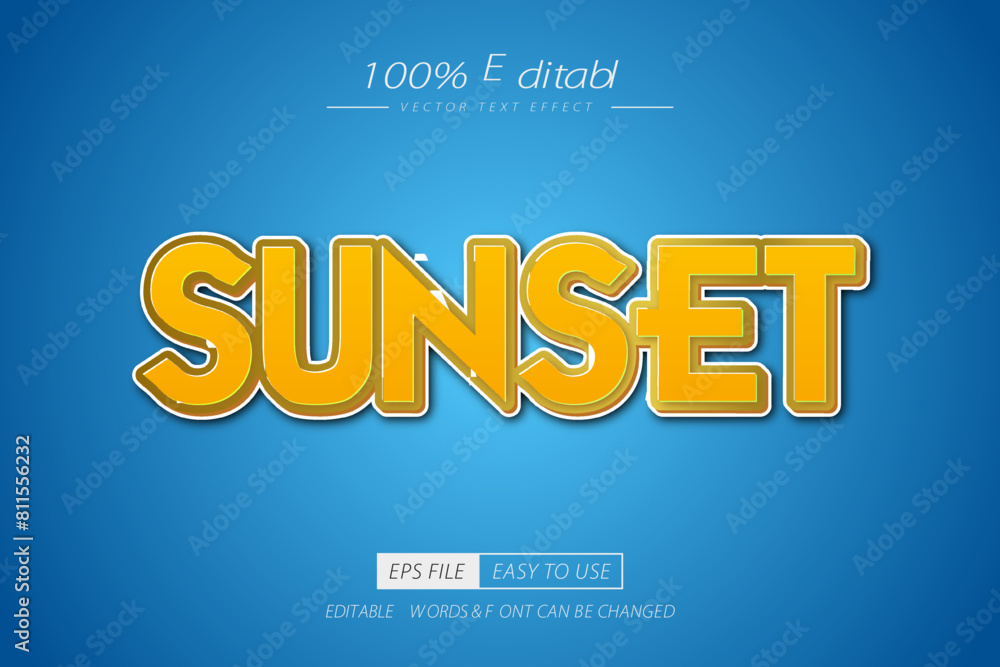 Sunset summer text effect editble