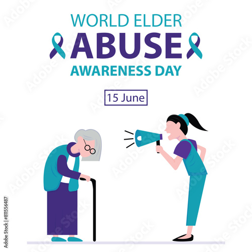 illustration vector graphic of a grandmother was scolded by a woman, perfect for international day, world abuse awareness day, celebrate, greeting card, etc.
