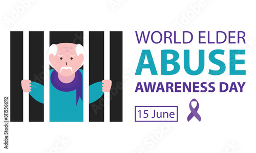 illustration vector graphic of a grandfather is locked up in prison, perfect for international day, world elder abuse awareness day, celebrate, greeting card, etc.