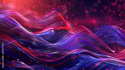 Mystical Ribbons Floating in Starry Abstract Night 