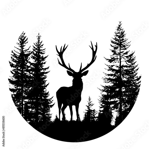 Deer Hunting, Pine Tree Forest svg, Hunting Monogram Frame, Deer in the Forest svg, Deer Cut Files For Cricut, Deer Clipart, Forest Svg, Wilderness Svg, Forest Bundle svg, Deer Head Svg, Woodland Scen