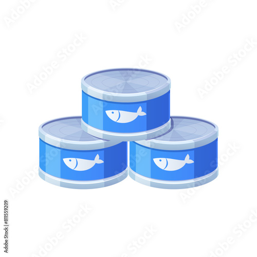 Sardine cans vector isolated on white background.