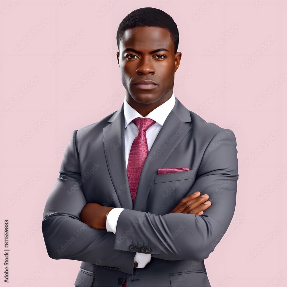 Handsome African businessman in a suit isolated on white background. Generative AI. Handsome African businessman in a suit isolated on white background. Generative AI.