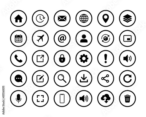 Contact information icons for business card. Web icon set symbol vector