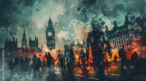 Post-Apocalyptic London with Zombie Horde 