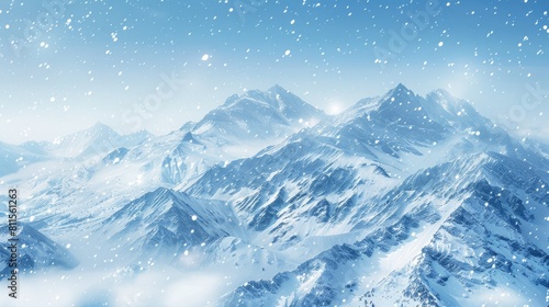 Snowy mountains landscape in winter