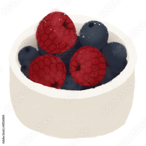 raspberries and blueberries