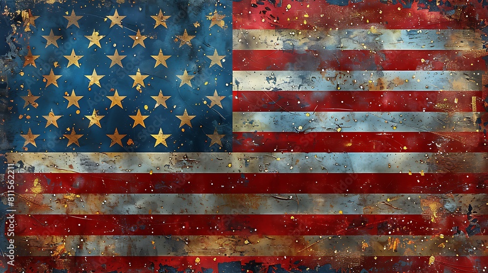 The US flag rendered in brushed aluminum, with subtle metallic grains giving a sophisticated and industrial look. The US flag rendered in brushed aluminum, with subtle metallic grains giving a sophisticated and industrial look.