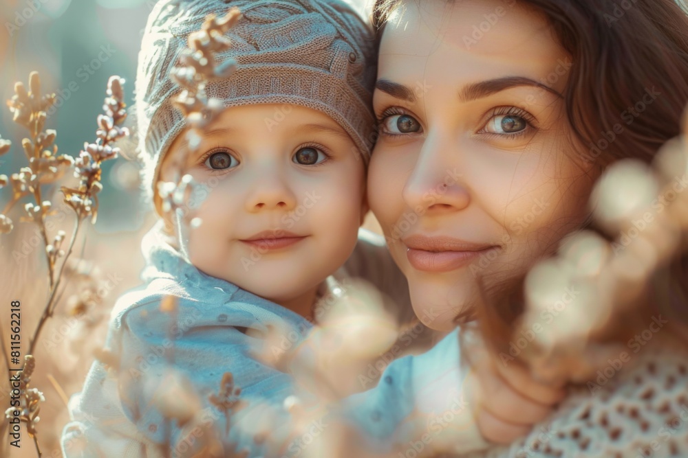 Fototapeta premium Happy Mother and her child created with Generative AI