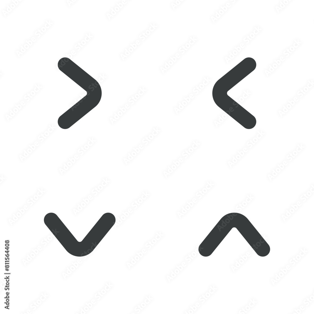 Arrowhead right, left, down, flat vector on white Arrowhead right, left, down, flat vector on white